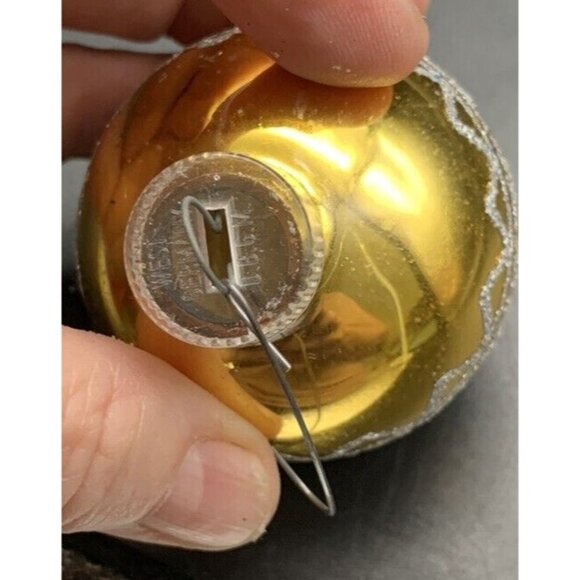 Vintage 2.5" DBGM West Germany Holly Berry Mercury Glass Christmas Gold Silver - Picture 6 of 8